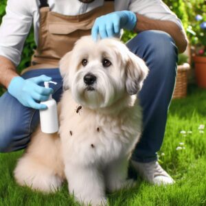 Pet being treated for ticks - tick pest control service